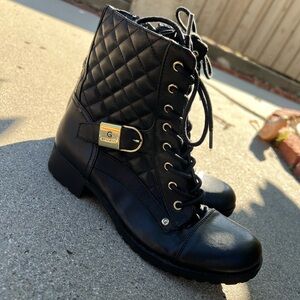 Guess Black Quilted Combat Boots